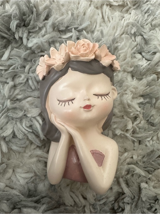 Other - Cute Girl Face Head Planter – Resin Succulent Flower Pot with Flower Crown